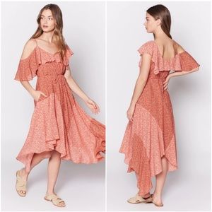 NWT Joie 100% Silk Asymmetrical Dress Floral Off Shoulder Flowy Feminine XS